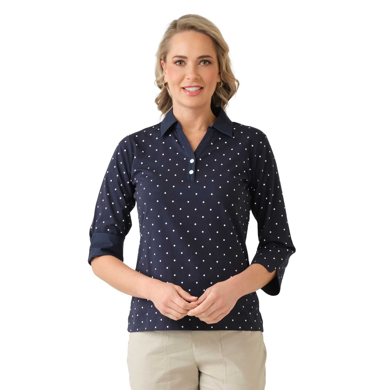 B Essentials Woven Collar Polo